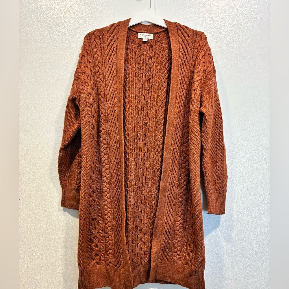 Nili Lotan Terracotta Open-Front Cardigan